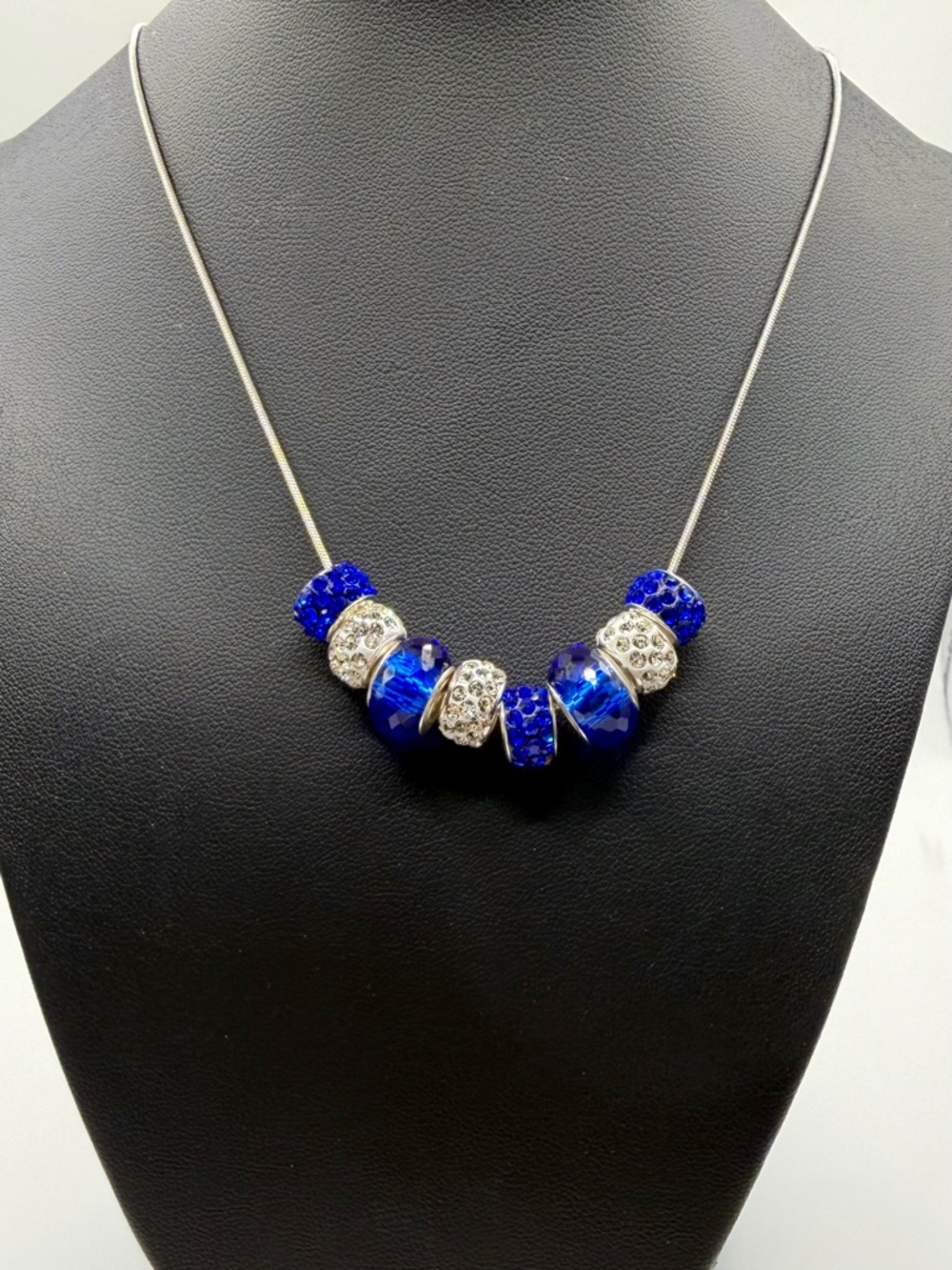 Elegant Royal Blue Crystals 925 & Silver Plated w/Silver Plated Necklace